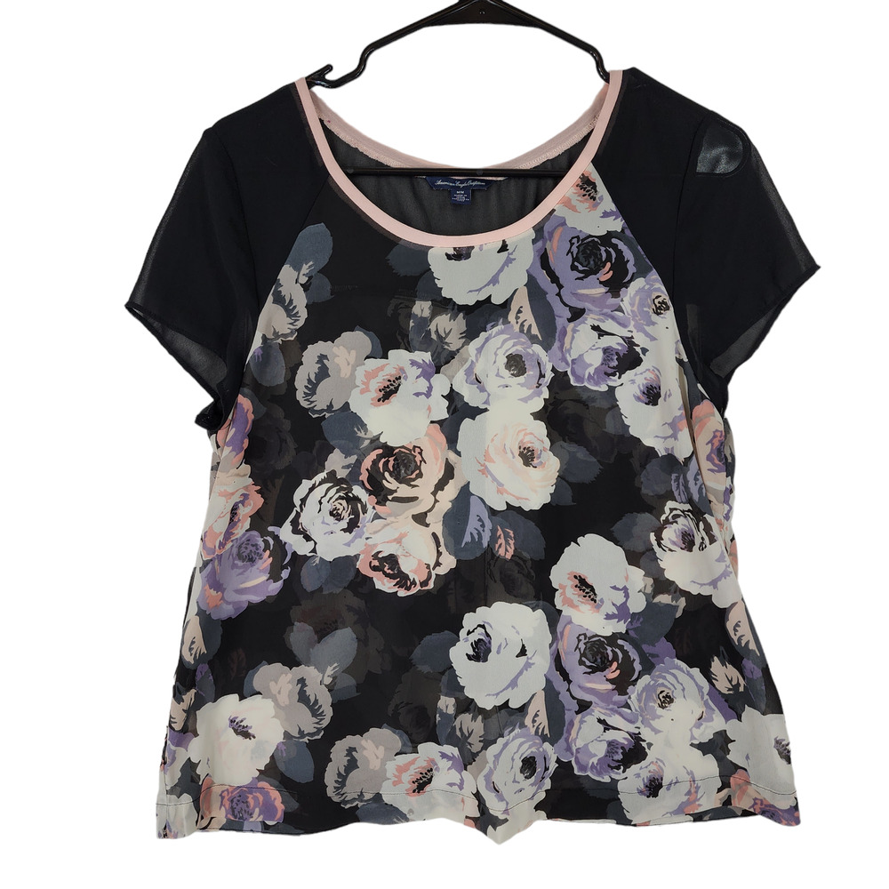 American Eagle Outfitters Black Floral Blouse